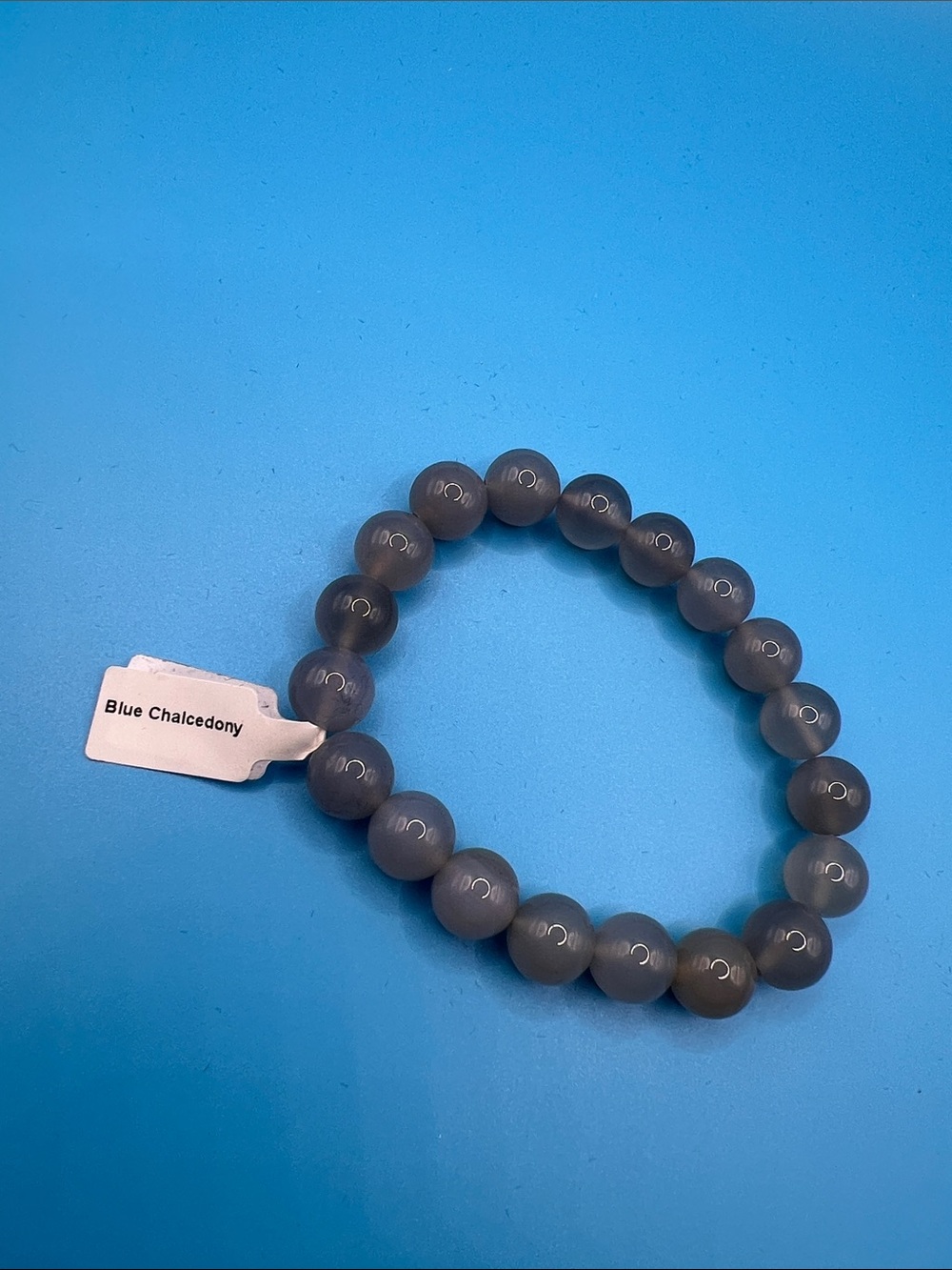 Blue Chalcedony Beaded Stretch Bracelet